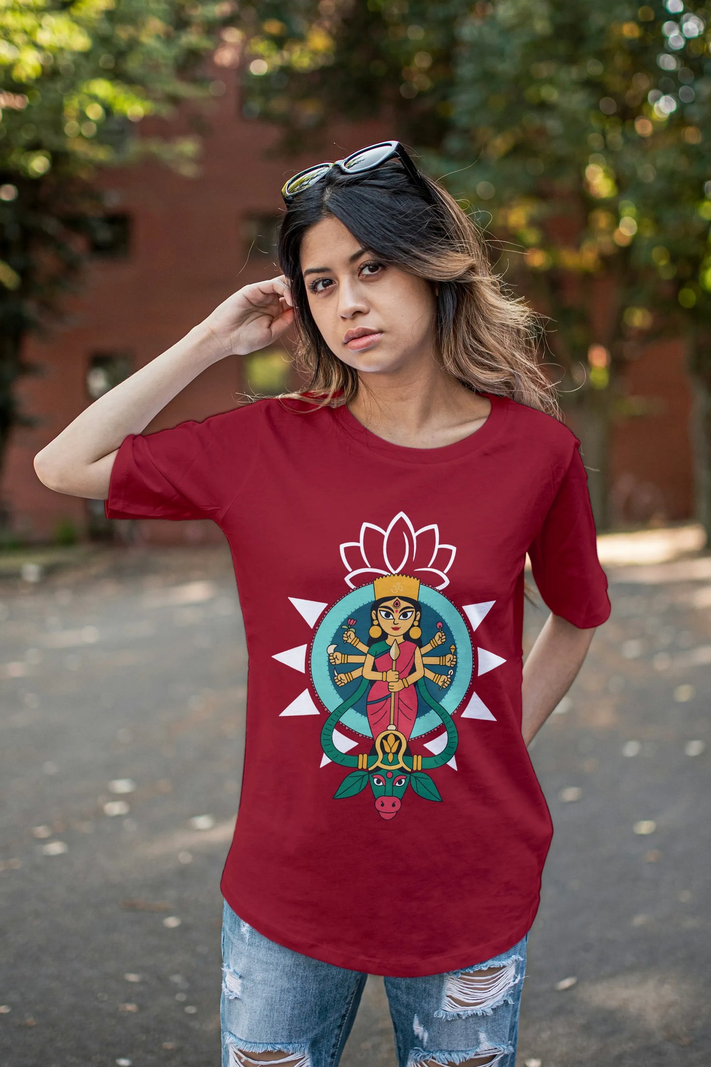 Ma Durga Shakti Oversized T-Shirt India | Women Power – lifestyle view