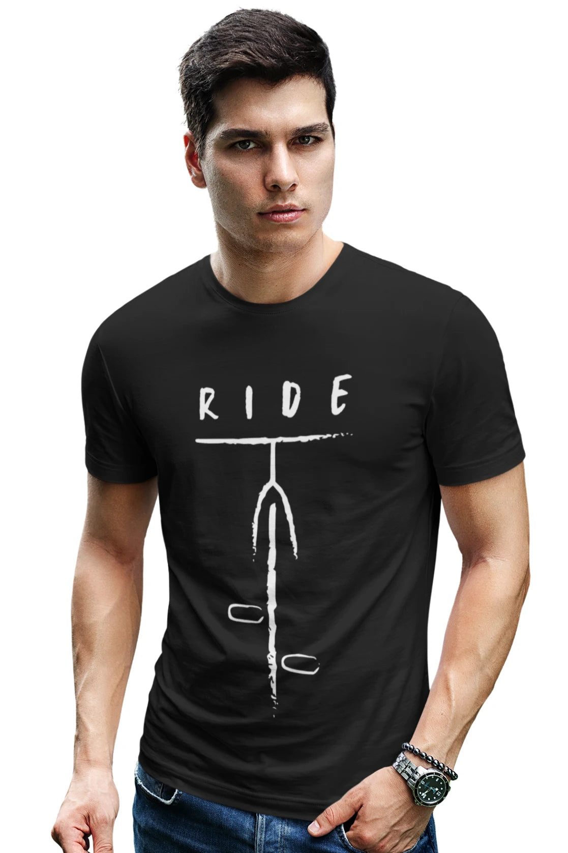 RIDE Minimal Cycling T-Shirt India | Bicycle Art Tee Unisex – graphic t-shirt by Trendjee