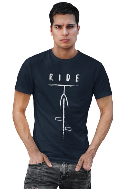 RIDE Minimal Cycling T-Shirt India | Bicycle Art Tee Unisex – back view